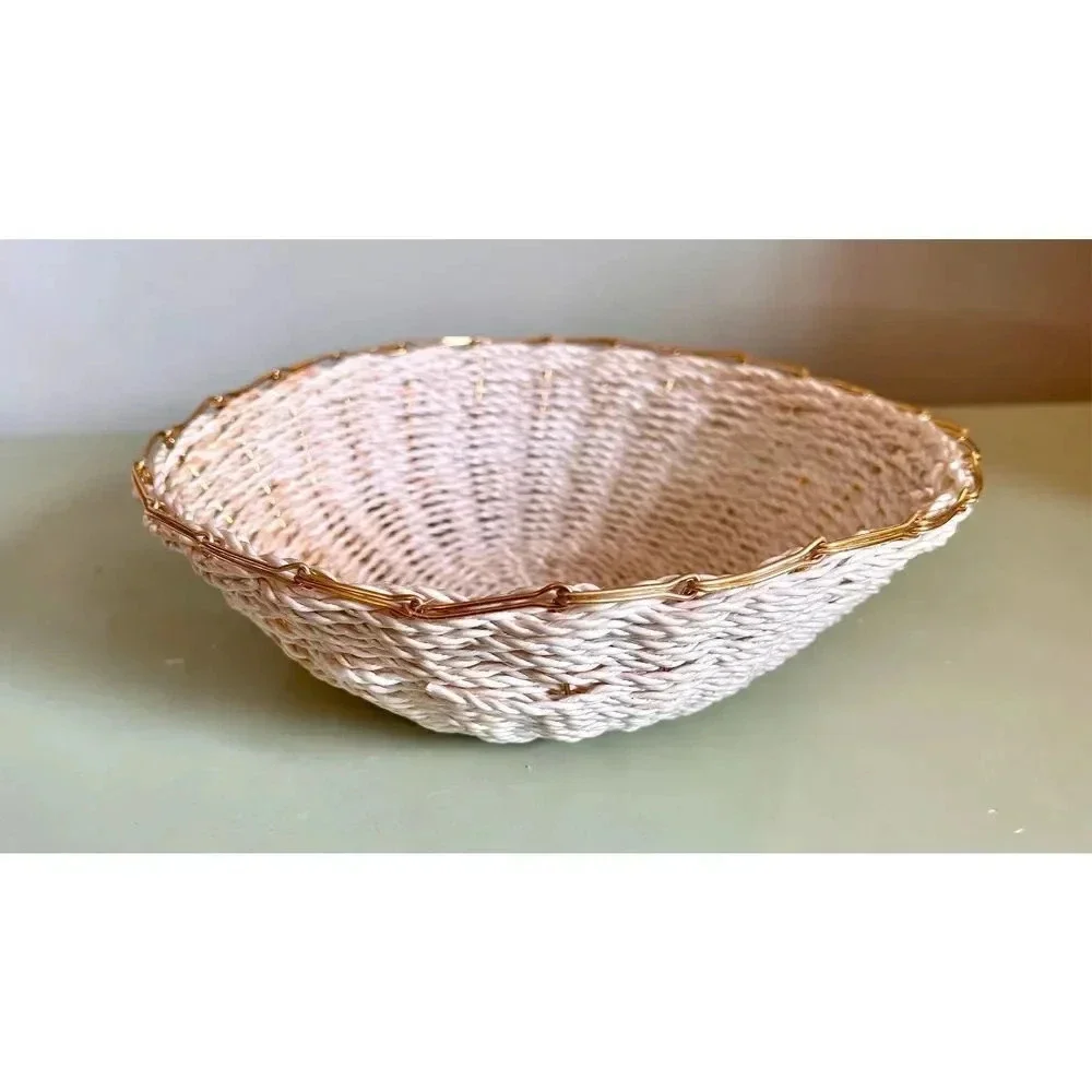 Traditional African Woven‎ Basket Natural 10”x3.5” Decor Handmade